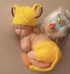 ニューボーンフォト　ベビー　赤ちゃん　コスチューム　ライオン　編み物
