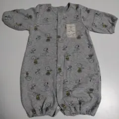 スヌーピー グレー ロンパース 50〜60