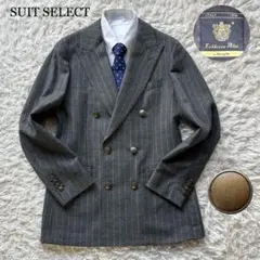 美品 SUIT SELECT ダブルジャケット 生地伊製マルゾット グレー Y5