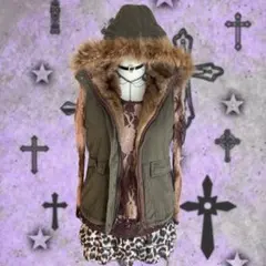 平成ギャルy2kフェアリーグランジ ミリタリー archiveダークコア ベスト