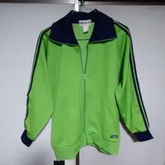 古着 3本ラインジャージジャケット ライムグリーン ネイビー