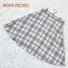 ロペピクニック【膝丈スカート フレアスカート チェック柄】白 レディース 40