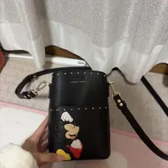 ミッキーマウス スマホショルダーバッグ 黒 サマンサタバサ