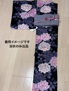アナスイ ANNASUI 浴衣 綿麻 変わり織り 夏用単衣着物 椿桃色 抽象模様 
