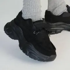 厚底レースアップモカシンスニーカー　22cm ブラックのサムネイル