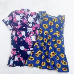 極美品✨浴衣 甚平 ワンピース 2点セット セパレート 向日葵柄 120