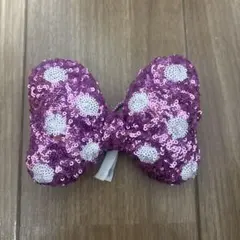 ディズニー　ミニー　スパンコール　ヘアゴム　ヘアポニー　リボン　ピンク　水玉