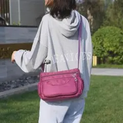 2Way ナイロン ショルダーバッグ 軽量 斜めがけ 肩掛け シンプル パープル