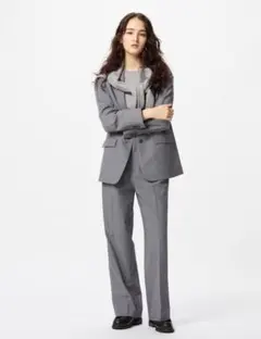 【超美品】UNIQLO タックワイドパンツ　グレー