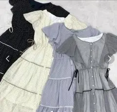 OLIVE des OLIVE♡フレア袖ティアードギンガムチェックワンピース