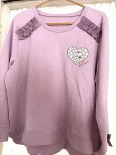 アンドラブ（＆Love）薄紫 ハートストーン装飾 トレーナー　３L