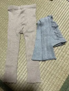 ベージュ・グレー 100cm レギンスセット