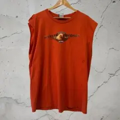 HARLEY-DAVIDSON イーグル柄ノースリーブTシャツ オレンジ USA