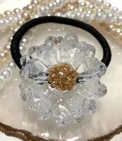 レジン ヘアゴム ヒマラヤ水晶 フラワー 花 A70