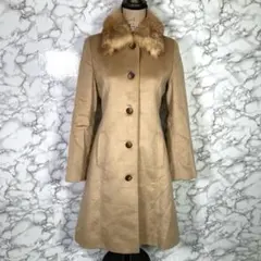 primnation　（9AR）　カシミヤ100%ファー付ロングコート　キャメルのサムネイル