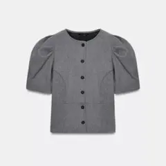 ZARA　オンライン完売品　XS　グレー パフスリーブ シャツ