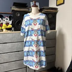 BUGS BUNNY バックスバニー 半袖ワンピース フリーサイズ ブルー