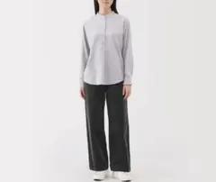 【美品】無印 ストレッチコーデュロイ　イージーストレートパンツ　ダークグレー　L