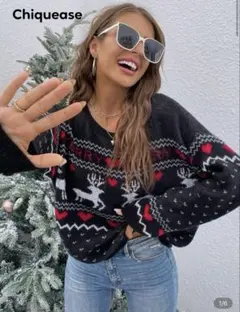 クリスマス　セーター　黒　ニット　レディース