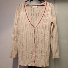 PAGEBOY アイボリー ケーブルニットカーディガン