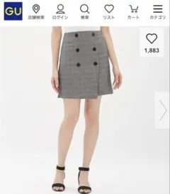 グレー系 チェック柄 ダブルボタン ミニスカート