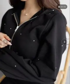 リップサービス Jewelパーカー ラインストーン 黒 S