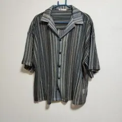 JaVa レース網　ストライプ 半袖シャツ　マルチカラー