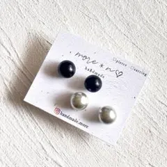 新品❣️パールピアス2ペアセットシンプル お得 フォーマル シルバー ブラック推し