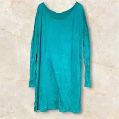 REBOUR J ターコイズ 長袖 Tシャツレーヨン【LARGE size】