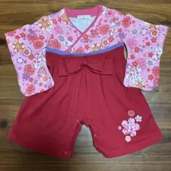 袴風　ベビーロンパース 初節句　ひな祭り　セレモニー　ピンク　70