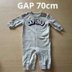［GAP］長袖ロンパース スウェット生地 6-12m グレー 70cm