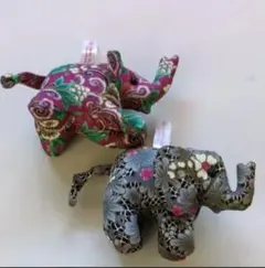 カラフルな布製象の置物2点セット可愛い