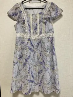 【美品】レッセパッセ　花柄膝丈ワンピース　サイズ38