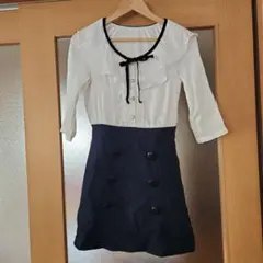 CECIL McBEE フリル襟リボン付きミニワンピース