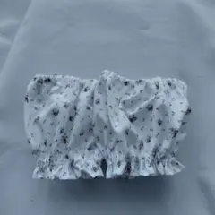 ハンドメイド　オフホワイトに紫色総小花柄のアームカバー