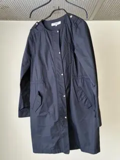 ネイビー ロングコート ボタン付き