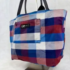 【美品✨】アニエスベー リバーシブル デニムトート A4可 チェック柄 大容量