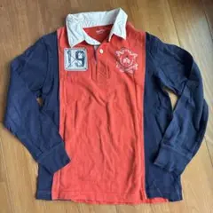 GapKids 長袖ポロシャツ 140cm オレンジ/ネイビー