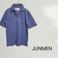 JUNMEN ジュンメン ポロシャツ メンズ ブルー Vネック 大人 カジュアルのサムネイル