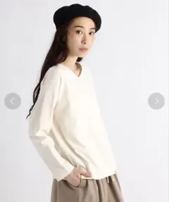 新品　studio CLIP USAコットン起毛Vネック胸ポケット付きロンT