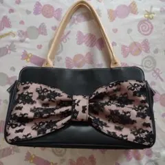 コケティッシュティアラ チョコレート リボンフリルバッグ 美品 希少】コケティッシュティアラ フリル ハンドバッグ ピンク