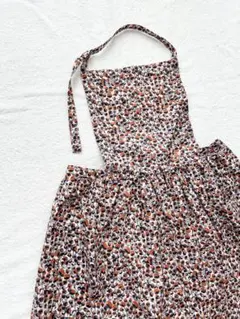 リバティプリント生地使用ギャザーロングエプロン/ハンドメイド花柄