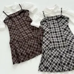 アンミール シャツセットチェックキャミOP
