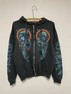 50s 60s ジップパーカー 黒フェード フロッキー フーディ 墨黒 50s 60s ジップパーカー 黒フェード フロッキー フーディ 墨黒