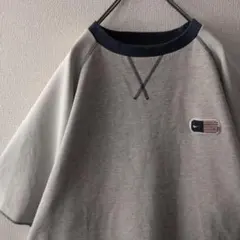 希少デザイン☆ナイキ USA刺繍パイルロゴ スウェット リンガーネック Tシャツ