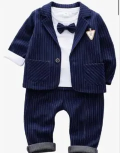 ストライプ柄 セレモニースーツ 90cm ジャケット、シャツ、ズボン３点セット