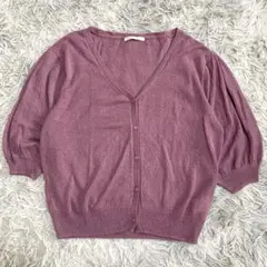 530【レトロガール】レディース　サマーニット　半袖カーディガン　春カラー　M