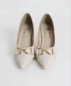 アイボリーベージュ ポインテッドトゥパンプス 始業式 入学式 フォーマル