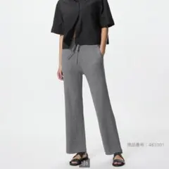 ユニクロ ウォッシャブルニットリブパンツ XL ダークグレー