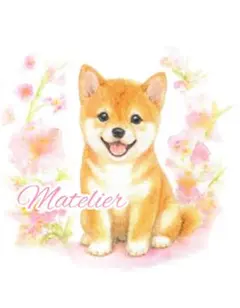 豆柴　豆柴の絵　芝犬の絵　水彩画　原画 犬の絵